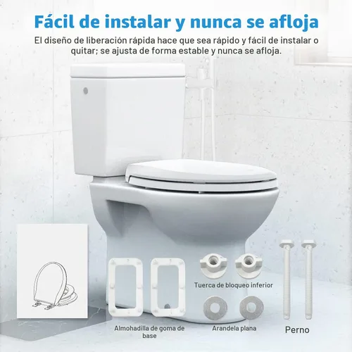 Vista 5 de Asiento de inodoro redondo con asiento de entrenamiento para ir al baño integrado, asiento de inodoro para niños pequeños, asiento y funda magnética