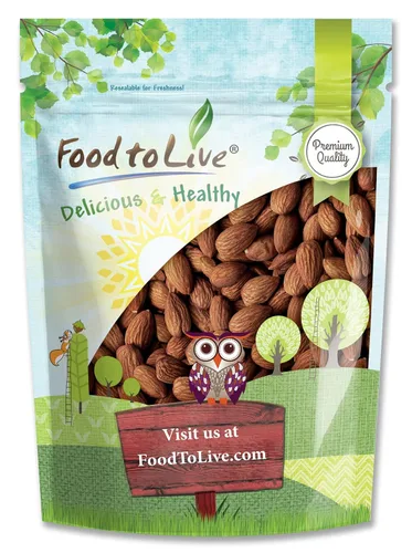 Vista 6 de Food to Live Almendras de California tostadas secas con sal del Himalaya, 8 onzas tostadas al horno, nueces ligeramente saladas, sin aceite añadido