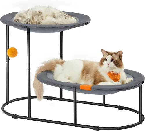 Vista 11 de Feandrea Cama para Mascotas, Hamaca para Gatos, Cama Elevada para Gatos para Múltiples Gatos, con Malla Lavable Removible, para Mascotas de hasta 20