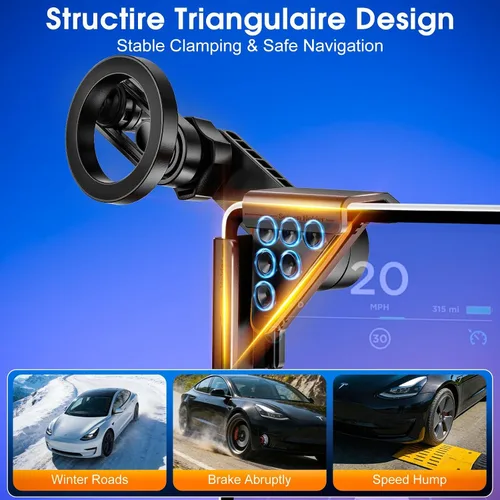 Vista 9 de Soporte para teléfono Tesla, sin necesidad de pegamento, para soporte de teléfono magnético MagSafe para salpicadero de coche para Tesla Model Y