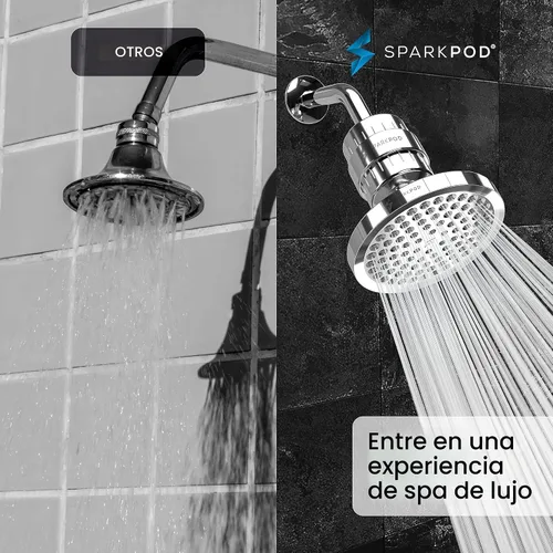 Vista 4 de SparkPod Juego de cabezal de ducha filtrado de lujo de 23 etapas, reduce el cloro y los metales pesados, filtro de cabezal de ducha de alta presión