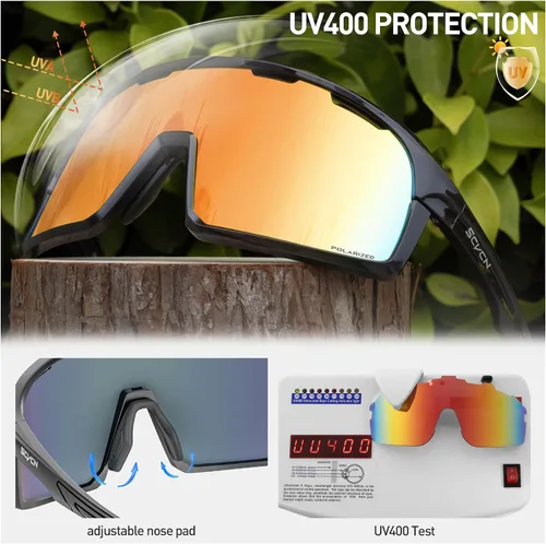 Vista 5 de SCVCN Photochromic Cycling Glasses Sport Sunglasses Clear MTB BMX Men Women Running Driving S145