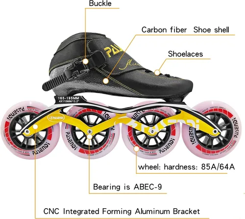 Vista 5 de Patines de velocidad profesionales en línea de fibra de carbono para mujeres y hombres, patines de patinaje de fitness al aire libre, ruedas