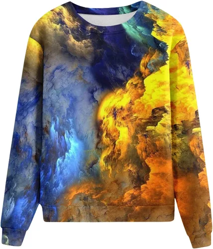 Vista 5 de DUOWEI Blusas para mujer, suéter para mujer, sudadera con cuello redondo, cuello redondo, ajuste para correr, para mujer