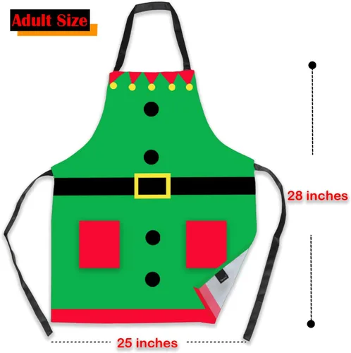 Vista 4 de Remimi Juego de 2 delantales de Navidad, impermeables, delantales de chef de cocina a juego para padres e hijos