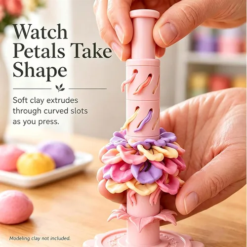 Vista 2 de Modular Clay Bloom Maker, Reusable Press Mold for Polymer and Clay Pink