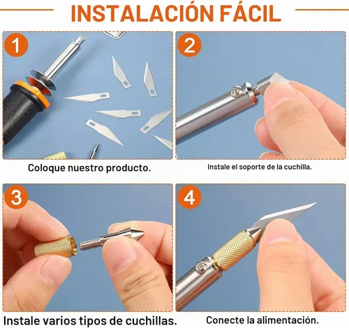 Vista 4 de Honoson - Juego de herramienta de cuchillo caliente eléctrico de 30 piezas, 20 piezas de cuchillas, 3 porta-cuchillas, 2 cuchillas de pirografía