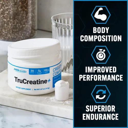 Vista 2 de PEScience TruCreatine+ Polvo de monohidrato de creatina más epicatequina, creatina micronizada Creapure para mujeres y hombres, apoya el crecimiento