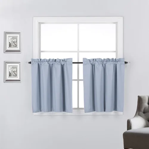 Vista 6 de 2 paneles de cortinas opacas con aislamiento térmico y forro blanco en la parte trasera para ventana de bloqueo de luz para cualquier ventana