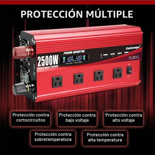 Vista 6 de Cantonape 2500W Power Inverter 12V to 110V/120V DC to AC with LCD Display