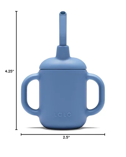 Vista 8 de Lalo Little Cup, Vaso con Pajita de Silicona No Tóxica con Asas - Vaso Entrenador para Bebés y Niños Pequeños - Sistema de Entrenamiento de Mini