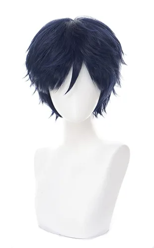 Vista 31 de COSPLAZA Peluca de cosplay de niña larga y recta azul profundo de pelo completo de anime