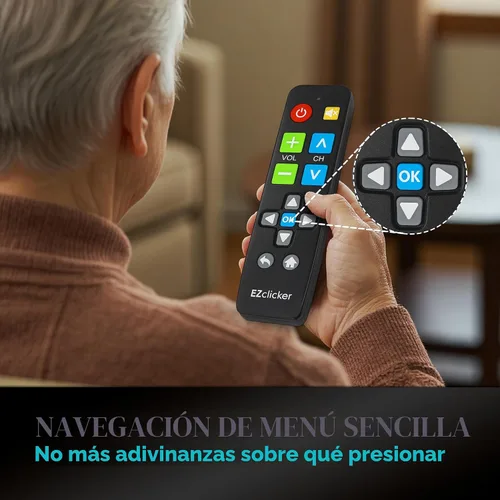 Vista 7 de EZclicker Control remoto universal de TV con botón grande (negro) Simple fácil de usar, ideal para personas mayores, funciona con las principales