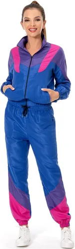 Vista 3 de 80s 90s Track Suit for Women 2 Piece Long Sleeve Retro Outfit Set Azul
