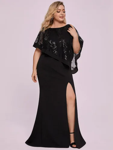 Vista 4 de Ever-Pretty Plus 70116 - Vestido largo ajustado con abertura en la pierna para mujer