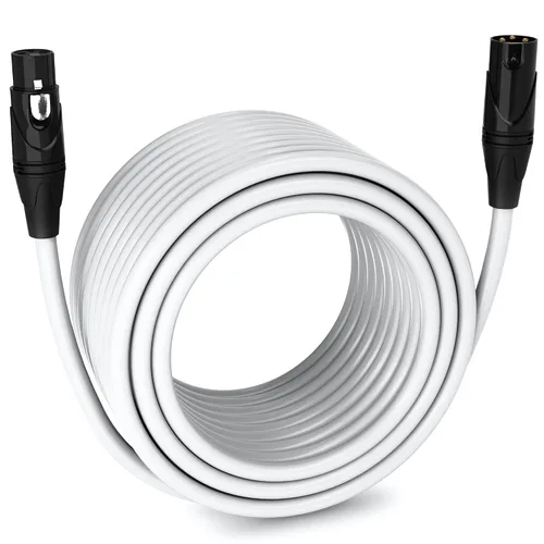 Vista 17 de LyxPro Cable de micrófono XLR hembra a macho de ángulo recto de 3 pines de 1.5 pies para altavoces amplificados, interfaz de audio, rendimiento