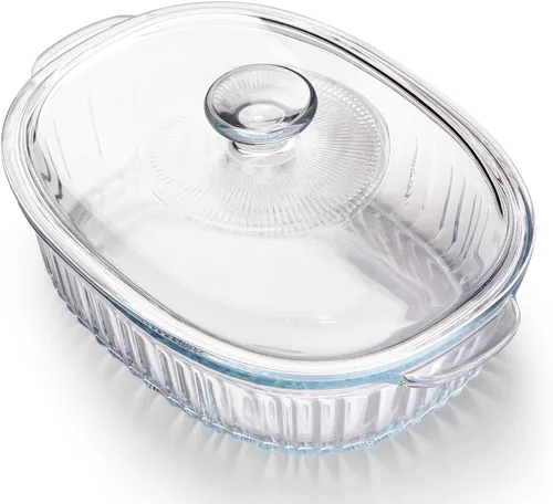 Vista 11 de NUTRIUPS Cacerola de vidrio ovalada de 1.9QT con tapa de vidrio, vidrio borosilicato, cacerola ovalada para horno, plato de hornear con tapa