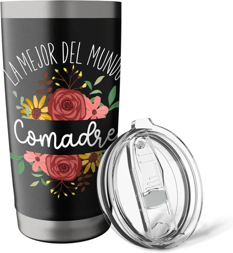 Vista 5 de La Mejor Comadre Del Mundo - Vaso aislado de acero inoxidable para madrina española