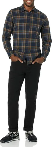 Vista 63 de Amazon Essentials Camisas de franela de manga larga para hombre, corte ajustado, a cuadros con botones
