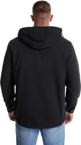 Vista 6 de Mr.Stream Abrigo térmico para hombre, con forro polar y forro polar con capucha de algodón lavado Negro