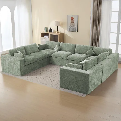 Vista 28 de WUTUTUEE Otomana Cloud de 33.5 pulgadas para sofá modular, cómodo reposapiés tapizado de felpilla con espuma viscoelástica, embalaje totalmente