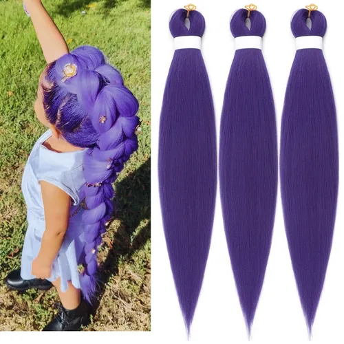 Vista 45 de Cabello trenzado para niños preestirado de 16 pulgadas, color negro para niños, trenzas sin nudos