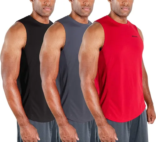 Vista 9 de DEVOPS - Paquete de 3 camisetas sin mangas para hombre, ajuste seco, para músculos, camiseta de entrenamiento