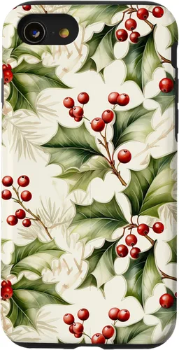 Vista 18 de Lindo diseño de bayas de acebo y hojas de Navidad para el caso de Navidad para iPhone 16