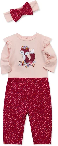 Vista 15 de Little Me Conjunto de 3 piezas para bebé, 100% algodón, body con diadema y pantalón a juego, de 3 meses a 24 meses