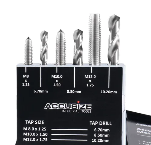 Vista 7 de Accusize Industrial Tools Juego de taladro y desbarbe de 18 piezas, H.S.S. métrico, 0001-0052 Juego de 18 piezas HSS Macho y Taladro, Métrico