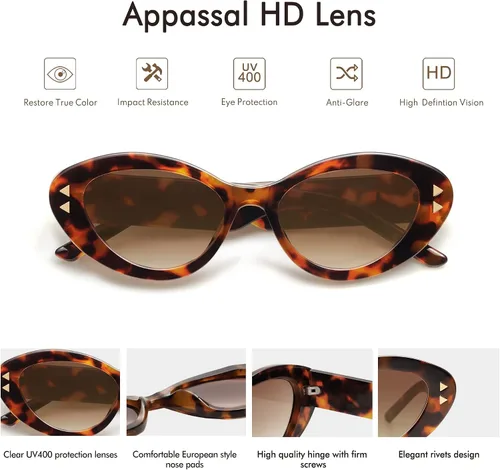 Vista 4 de Appassal Gafas de sol vintage de ojo de gato para mujer, gafas de sol de moda con marco de ojo de gato AP3644