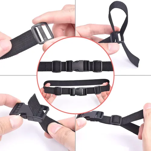 Vista 5 de Paquete de 6 hebillas de liberación lateral rápida de 1 pulgada, hebillas dobles ajustables, clips que no requieren costura, hebilla de plástico