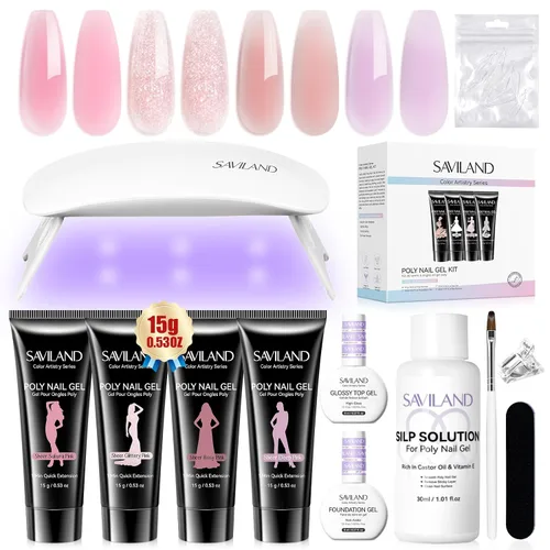 Vista 19 de SAVILAND Hema-Free Poly Gel Kit, 36 Colors, All-in-1 for Beginner DIY Home 36 Colors, 4+ Weeks Wear, Durable Resin, Quick Extension, Smooth