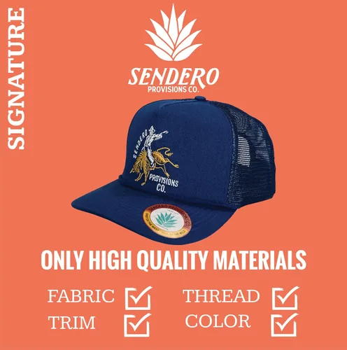 Vista 3 de Sendero Provisions Co. Ride or Die Logo Bordado Malla Snapback Sombrero Azul, Azul