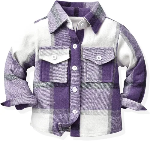 Vista 11 de IBAKOM Chaqueta a cuadros de manga larga con botones para bebés, niños y niñas, trajes de Navidad para otoño e invierno