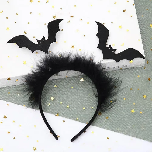 Vista 2 de Diadema de Halloween con diseño de murciélago negro para mujeres y niñas, accesorios para el cabello, cosplay, maquillaje, fiesta, fotos, decoración