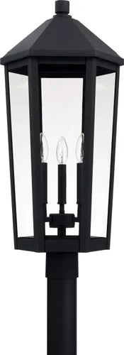 Vista 3 de Capital Lighting Ellsworth 926934OZ - Poste de cristal transparente para exteriores, 3 luces, 180 vatios totales, 28 pulgadas de alto x 13 pulgadas