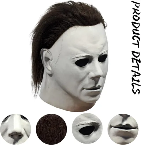 Vista 2 de FLORENCE IISA Máscara de Halloween de Michael Myer - Máscara de látex aterradora de terror para adultos, disfraz de cosplay para fiesta de Halloween