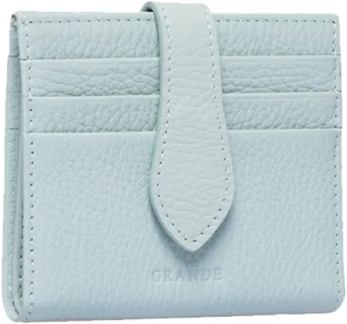Vista 70 de Grande -3803 Cartera unisex, Azul (Iced Blue), Cartera delgada de cuero con cierre a presión pequeño