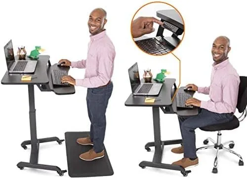 Vista 7 de Stand Steady Cruizer Premier - Escritorio eléctrico con ruedas, altura ajustable, escritorio de pie móvil con ruedas, bandeja para teclado, control