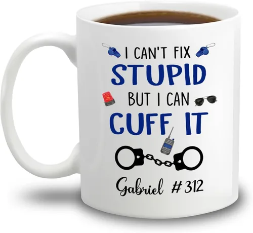 Vista 20 de Taza de café personalizada de policía de regalo para amigo compañero de trabajo, I Never Dreamed I'd Grow Up To Be A Cop Taza de café de cerámica