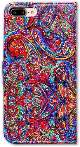 Vista 7 de Bcov Bfun - Funda para iPhone 8 Plus, funda para iPhone 7 Plus, diseño de cachemira brillante con ranura para tarjetas, funda de cuero para iPhone 7