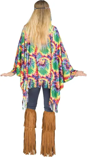 Vista 3 de Fun World Disfraz de poncho hippie para mujer Multi