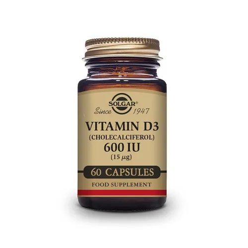 Vista 4 de Vitamina D3 (Colecalciferol) Solgar 600 iu 60 Cápsulas