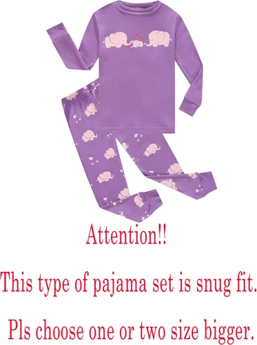 Vista 2 de KikizYe Conjunto de pijama de manga larga para niñas 100 algodón