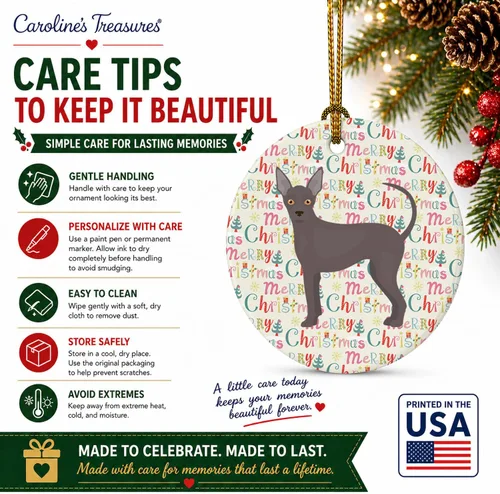 Vista 8 de Caroline's Treasures Abyssinian Sand Terrier - Adorno de cerámica para colgar en el árbol de Navidad, para el hogar, Navidad, fiestas, regalo, 3