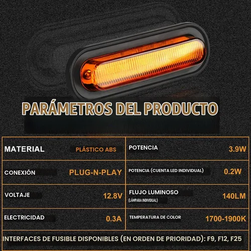 Vista 5 de Seven Sparta - 5 luces LED para parrilla delantera para Ford Bronco de 2/4 puertas Amber Light with Amber