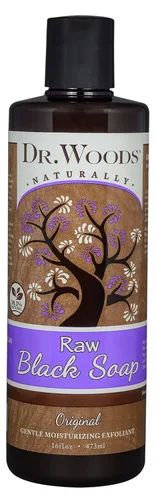 Vista 2 de Dr. Woods Jabón negro líquido crudo con manteca de karité orgánica, gel de baño para hombres y mujeres, exfoliante suave, limpiador natural