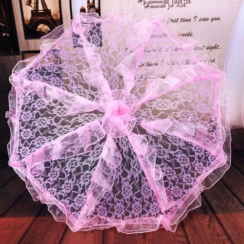 Vista 2 de Paraguas de novia de encaje, sombrillas bordadas, sombrillas de encaje ahuecadas, sombrillas florales para manualidades, accesorios de fotos
