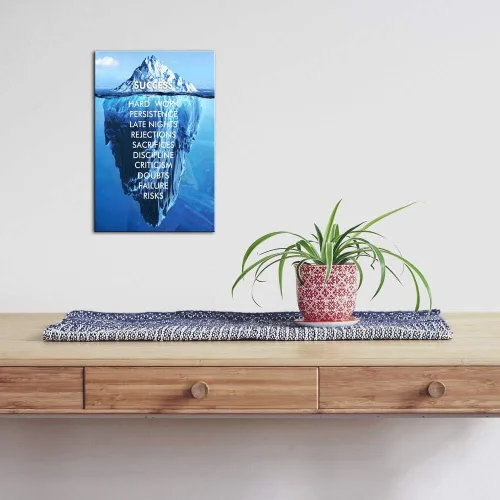 Vista 6 de Arte de Lienzo Inspiracional de Éxito para Pared, Iceberg Azul, Citas de Motivación, Póster Impreso, Obras de Arte para Hogar, Escuela, Oficina